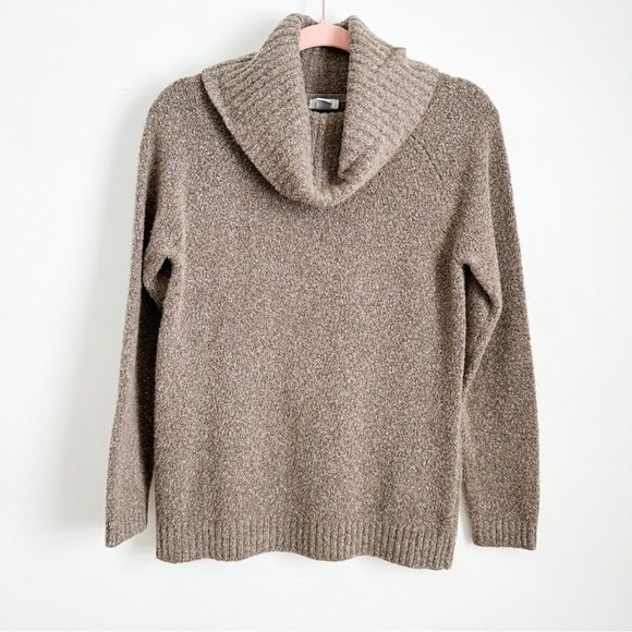 L.L. Bean Tan Taupe Marled Cowl Neck Sweater Sz Medium - Picture 1 of 9